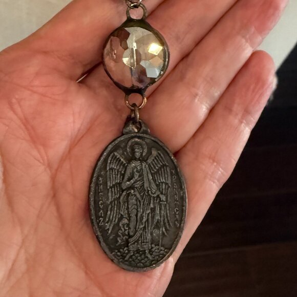 Vintage AB Pendant and Religious Medal Necklace - Picture 5 of 9